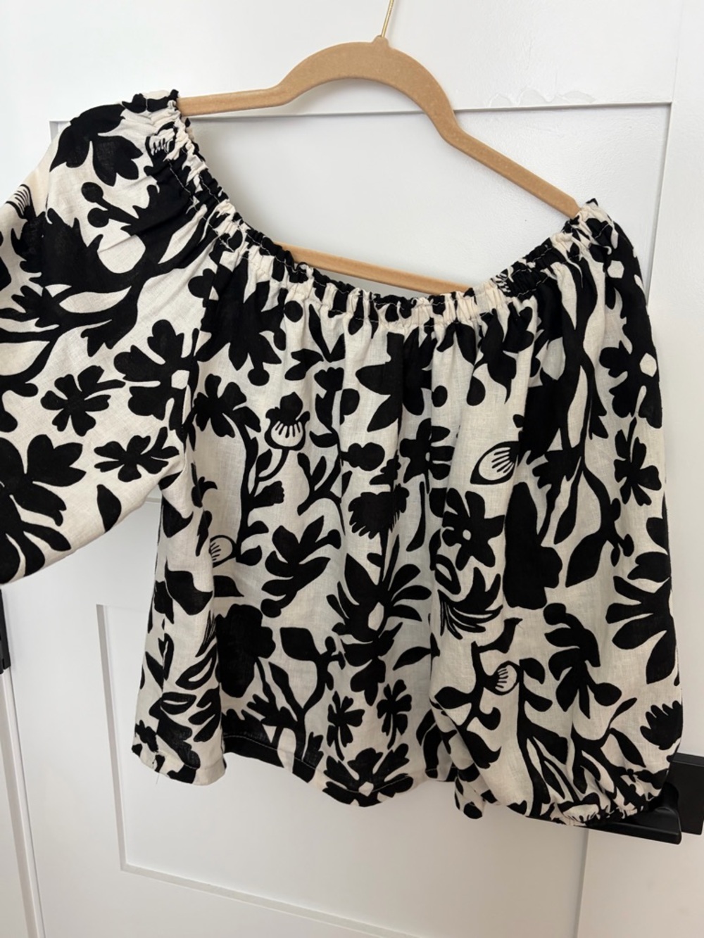 Aurelia Black & White Floral Off-Shoulder Blouse